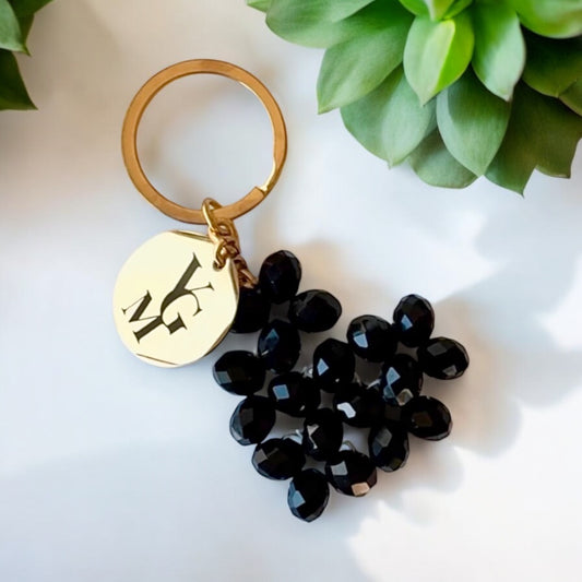 Porte-clés de perles en cristal noir